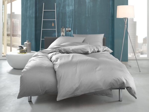 Bettwaesche-mit-Stil 'Ina' Bettwäsche, Mako Interlock Jersey grau, 135 x 200 cm + 80 x 80 cm