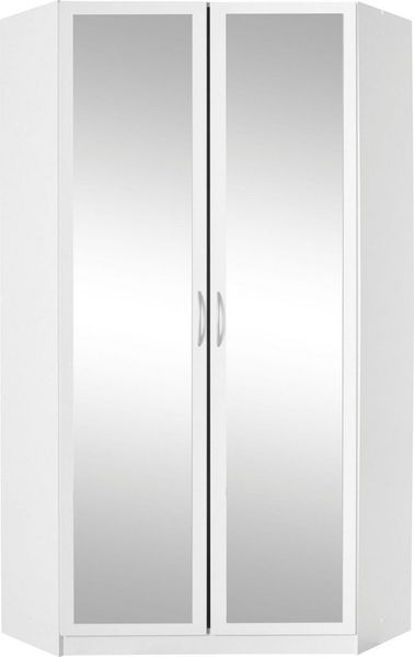 Eckschrank Bitburg Eckkleiderschrank mit Spiegel 95x95cm Farbe: weiß
