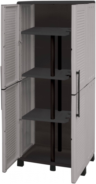 Dmora Askan-Außengarderobe, Besenschrank, 2-türiger Außenschrank, 100 % Made in Italy, 68 x 37 x 169 cm, Hellgrau und Schwarz, gestreifte Oberfläche Bild 5