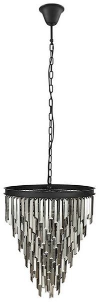 riess-ambiente Kronleuchter KRISTALL 50cm grau – Hängeleuchte mit Glasprismen & schwarzem Eisen, keine besonderen Funktionen, ohne Leuchtmittel, Luxus-Wohnaccessoire im Vintage-Stil mit Kristalleffekt, vielseitig
