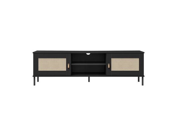 Woodroom TV-Board Modernes Lowboard Valencia, Fernsehschrank aus Kiefer,schwarz,158x47x40cm