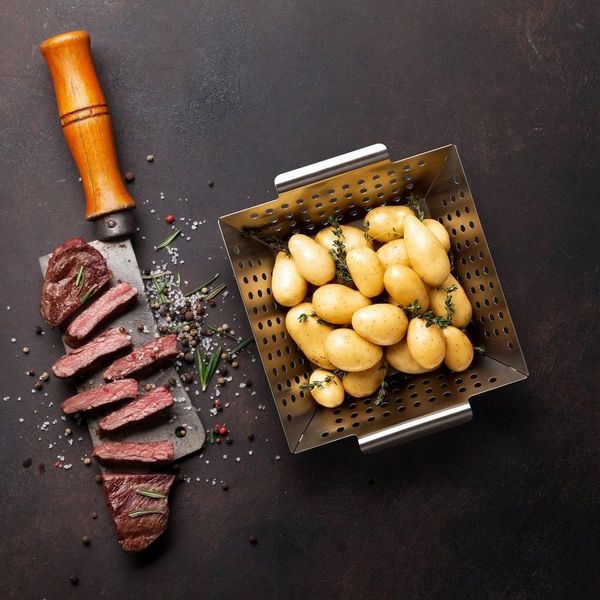 Blumtal Grillschale Grillkorb aus 100% Edelstahl, Edelstahl, (Grillzubehör, 1-St), perfekt für Grillgemüse, Grillschale geeignet für alle Grillarten