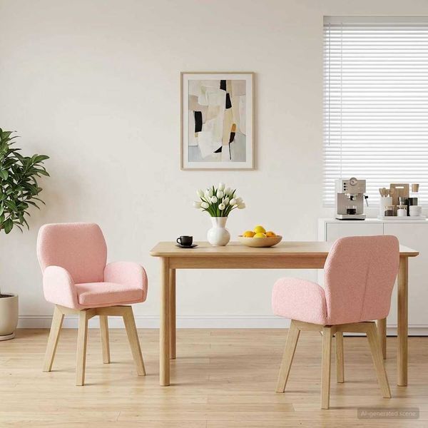 vidaXL Drehstuhl Esszimmer 2 pcs Bouclé Rosa 54 x 58 x 87 cm 42034332