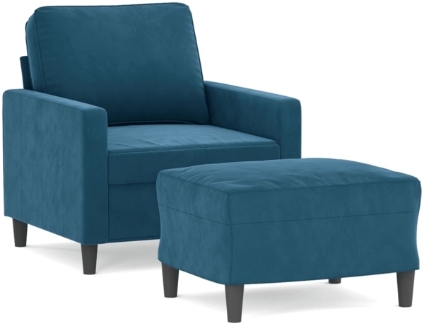 vidaXL Sessel mit Hocker Blau 60 cm Samt 3201054