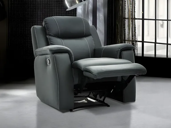 Vente-unique - EVASION Sessel Leder Grau - B 96 cm x H 100 cm x L 95 cm