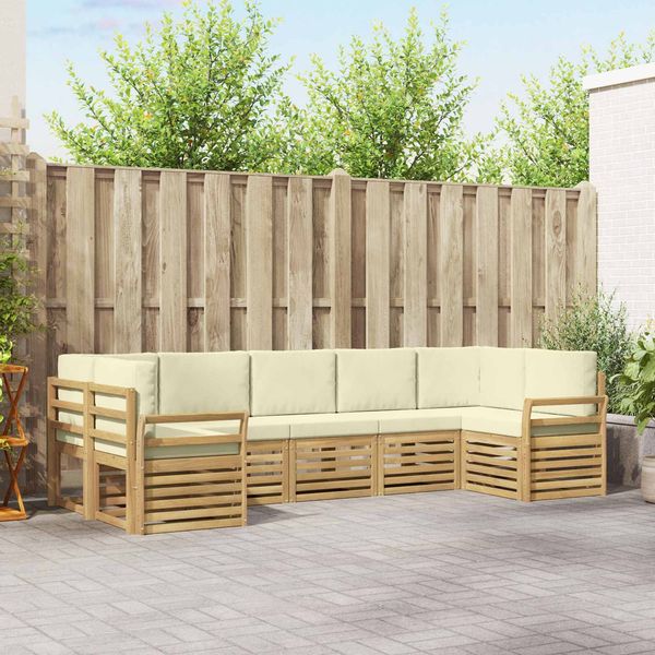 vidaXL Outdoor-Sofagarnitur 7 pcs Weiß und Creme 304 x 130,5 x 73 cm 3392435