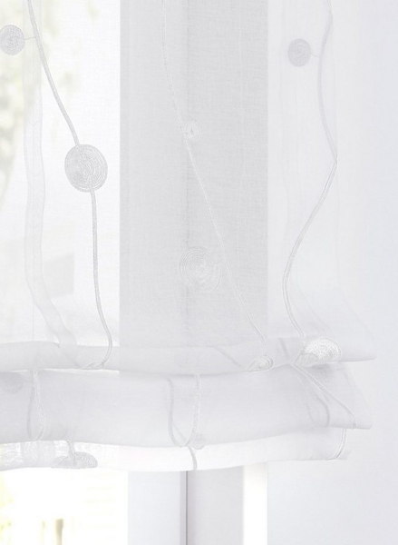 Kutti Raffrollo Nelly, mit Hakenaufhängung, ohne Bohren, freihängend, modern bestickt, Kreise und Ranken