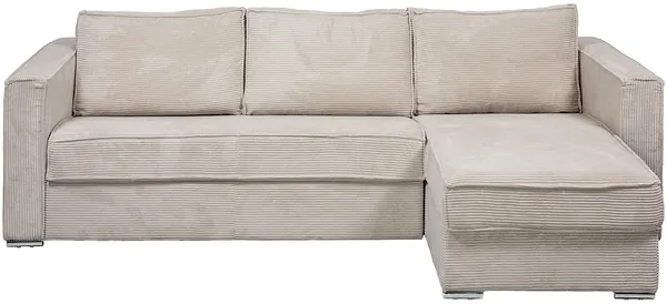 Vente-unique - LORETO Sofa SamtStoff Beige - B 223 cm152 cm x H 90 cm x L 298 cm