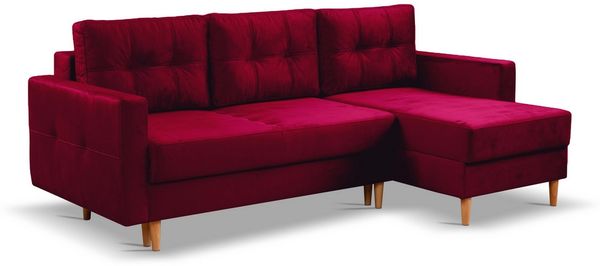 Kaiser Möbel Ecksofa mit schlaffunktion und bettkasten, L-Form Floro stoff Monolith, universell montierbare Ottomane DL-Aufklappsystem