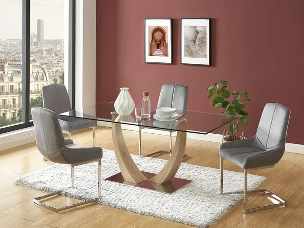 Vente-unique - BERLONA Stuhl SamtStoff Grau - B 58 cm x H 96 cm x L 53 cm