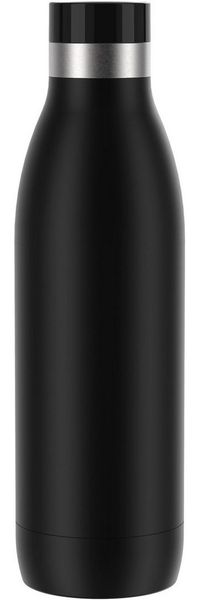 Emsa Bludrop Color Trinkflasche, mit Quick-Press Verschluss, spülmaschinenfest, Edelstahl Schwarz, 0,7 Liter