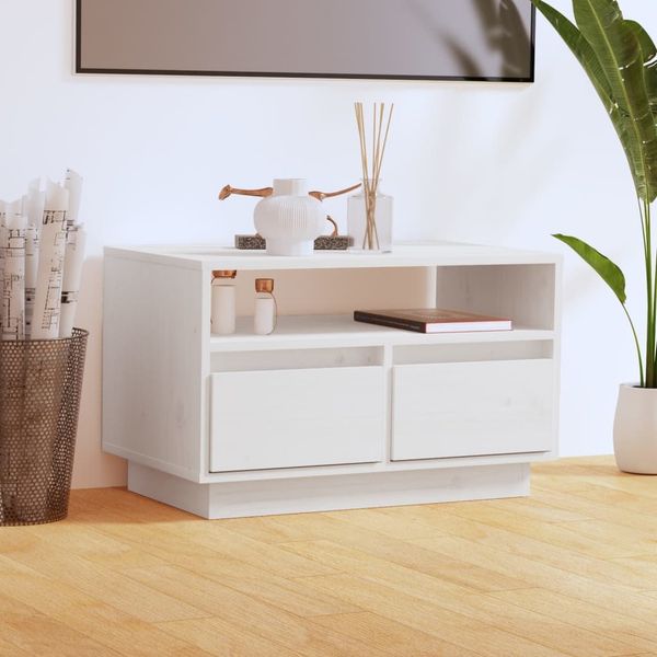 vidaXL TV-Schrank Weiß 60x35x37 cm Massivholz Kiefer 813426