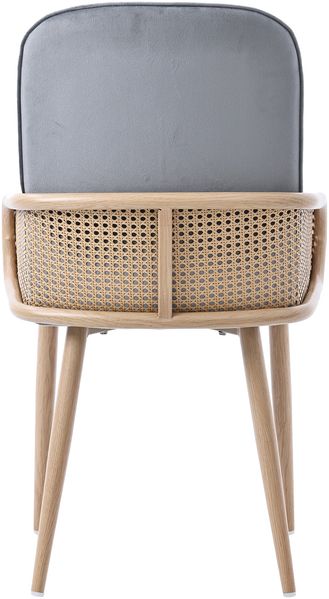 Merax Esszimmerstuhl aus Samt, 4er-Set, Rattan-Design, Wohnzimmer, Schlafzimmer, Mit vier Metallbeinen (Holzmaserungseffekt), Grau Bild 8