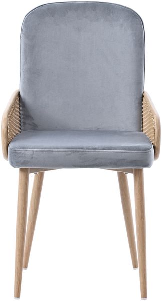 Merax Esszimmerstuhl aus Samt, 4er-Set, Rattan-Design, Wohnzimmer, Schlafzimmer, Mit vier Metallbeinen (Holzmaserungseffekt), Grau Bild 5
