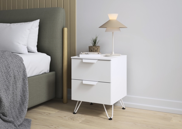 rauch Aditio Box, Nachttisch, 2 Schubladen, mit Hairpin-Fuß, mit Softclose-Funktion, Farbe Weiß, BxHxT 40x53x43cm