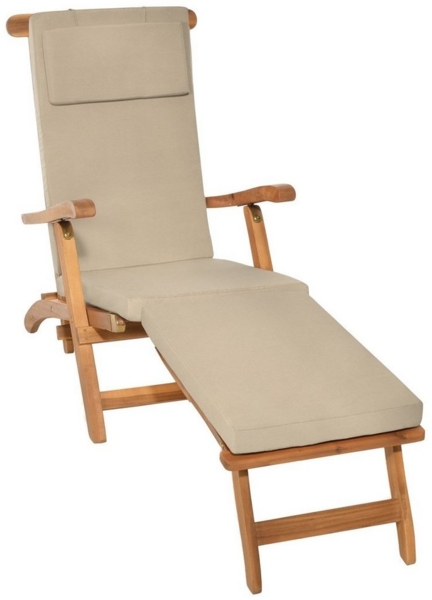 Beautissu Deckchair Auflage LoftLux DC 175 x 45 x 5 cm Natur, 175 x 45 x 5 cm