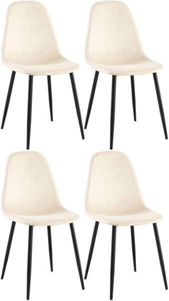 CLP 4er Set Esszimmerstühle Napier gepolstert bis 150 kg belastbar,creme Samt