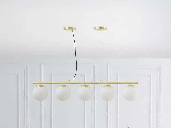Vente-unique - SOFIA Hängelampe Kronleuchter und Deckenlampe Metall WeißGold - B 15 cm x H 120 cm x L 100 cm Bild 6