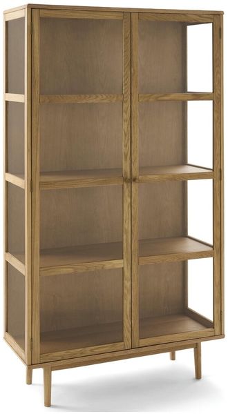 Vitrine Gobens Eiche Natur 180 cm - Glasvitrine mit Holzböden, FSC-zertifiziert