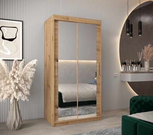 ABIKS MÖBEL Kleiderschrank Tokyo 3 Schlafzimmerschrank - mit Spiegel, Kleiderstange, Regalen