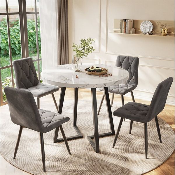 Sweiko Esstisch Runder Esstisch,Küchentisch,einzigartiges Metallgestell, (Esstisch aus modernem Marmormuster, 1-St, geeignet für Esszimmer,Wohnzimmer)