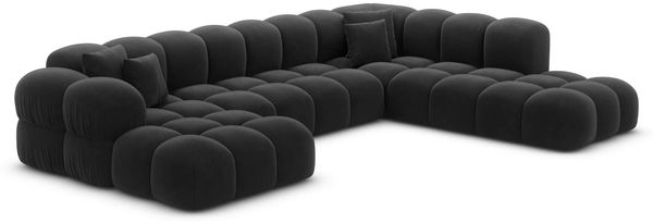 Wohnlandschaft Monteverde Lounge U Form - Samtstoff - schwarz - Links