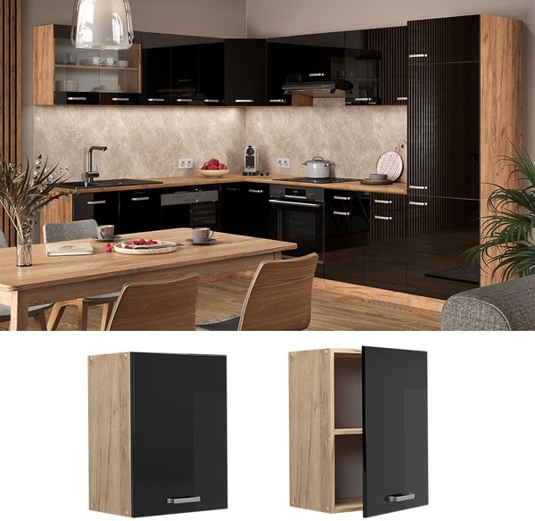 Hängeschrank R-Line Schwarz Hochglanz 45 cm Vicco Bild 2
