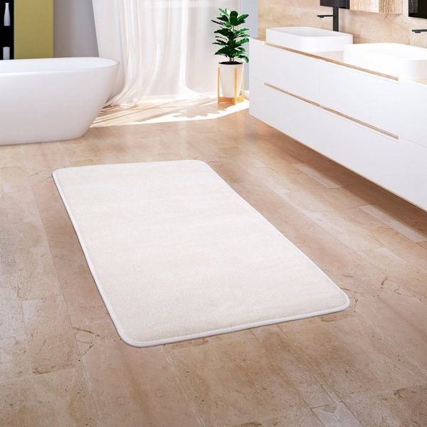 Paco Home Badematte Corby 255, Memory-Schaum Effekt, Höhe 13 mm, rutschhemmend beschichtet, fußbodenheizungsgeeignet, Polyester, rechteckig, Badteppich, Uni Farben