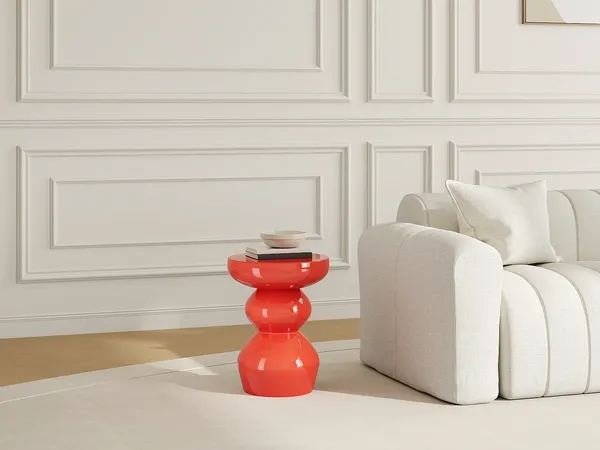 Vente-unique - ORIFA Beistelltisch Metall Orange - B 36 cm x H 46,5 cm x L 36 cm