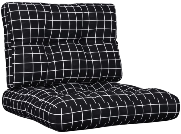 vidaXL Palettenkissen 2-tlg. Schwarz Karomuster Stoff 360661