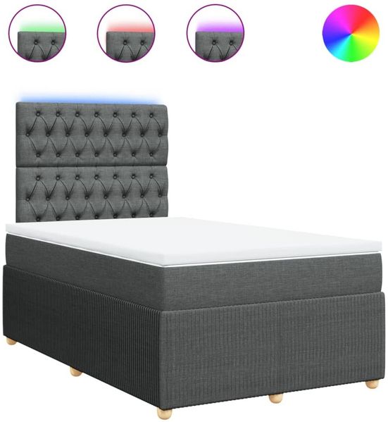 vidaXL Boxspringbett mit Matratze Dunkelgrau 120x200 cm Stoff 3294331 Bild 2