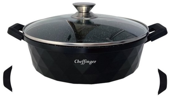 Pfanne Bratpfanne Schmorpfanne mit Glasdeckel Aluguss Ø28cm DIAC28SH Schwarz Bild 4