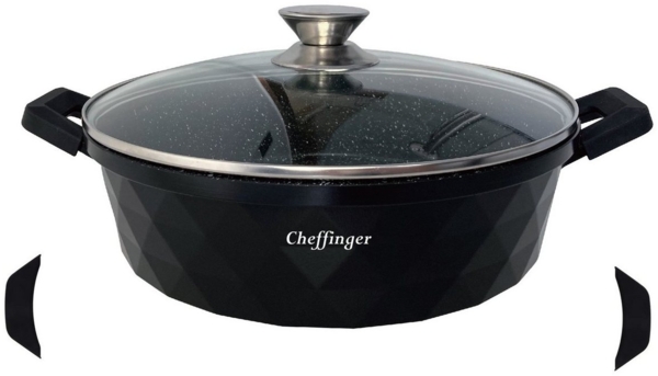 Pfanne Bratpfanne Schmorpfanne mit Glasdeckel Aluguss Ø28cm DIAC28SH Schwarz Bild 2