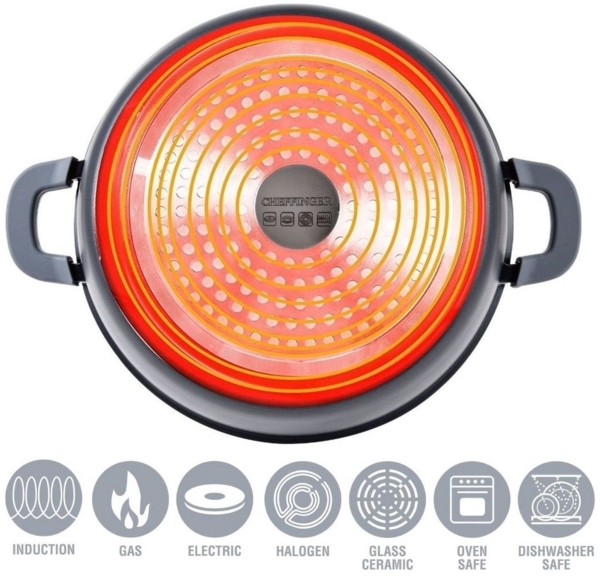 Pfanne Bratpfanne Schmorpfanne mit Glasdeckel Aluguss Ø28cm DIAC28SH Schwarz Bild 3