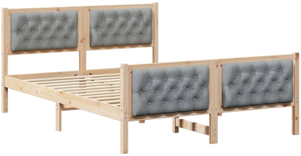 vidaXL Bettrahmen Hellgrau 140 x 190 cm Massives Kiefernholz 3394293