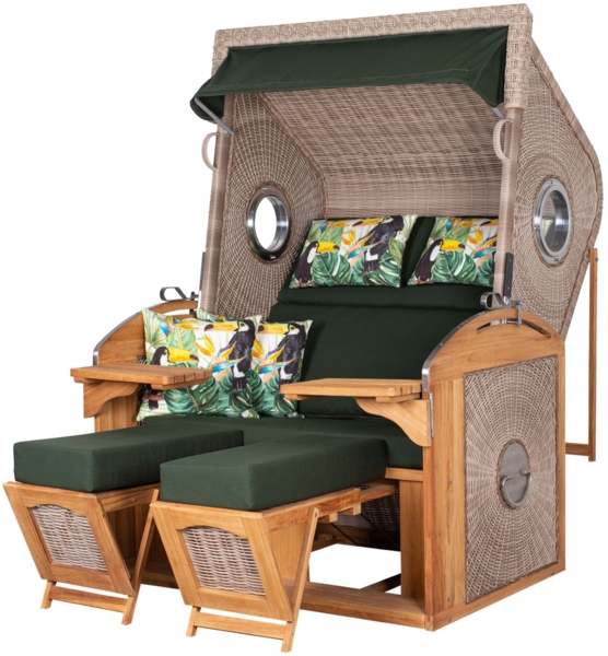 Strandkorb deVries PURE® Sailor XL - PE white kubu - Dessin 244 - inkl. Schutzhülle