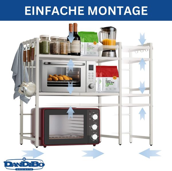 DanDiBo Verstellbares Küchenregal Weiß für Arbeitsplatte Stehend 3 Stufig 40-64 cm Regal Küche 96684 Standregal Bild 5