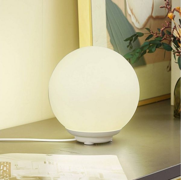Lindby Tischleuchte Cosmia, LED, Glas Weiß Farbwechsel RGB IP20 mit Fernbedienung, 1 x 5 W LED, Farbwechsel RGB