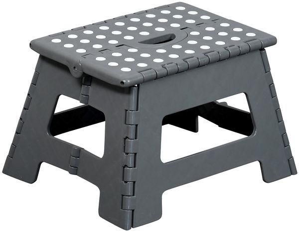 KESPER 70635 Klapptritt aus Kunststoff, grau, 35 x 27 x 22 cm / Hocker / Klappstiege