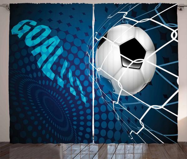 Abakuhaus Gardine Schlafzimmer Kräuselband Vorhang mit Schlaufen und Haken, Fußball Zusammenfassung Ziel Muster