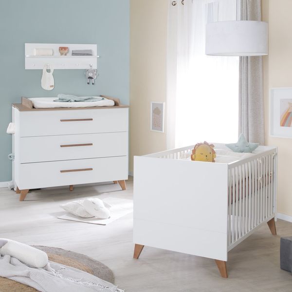 roba Kinderzimmerset 'Ole' - 2-teilig - inkl. Kinderbett 70 x 140 cm & Wickelkommode - Weiß