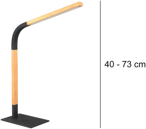 LED Schreibtischleuchte NORRIS Schwarz mit Holz, Höhe 42cm Bild 4