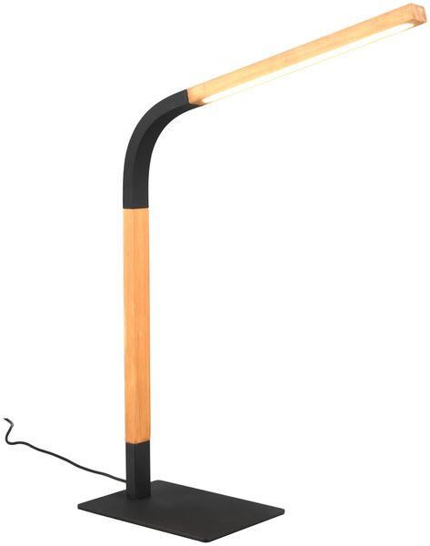 LED Schreibtischleuchte NORRIS Schwarz mit Holz, Höhe 42cm Bild 2