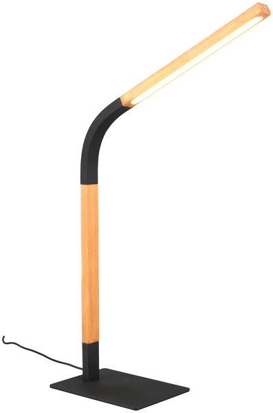 LED Schreibtischleuchte NORRIS Schwarz mit Holz, Höhe 42cm Bild 6