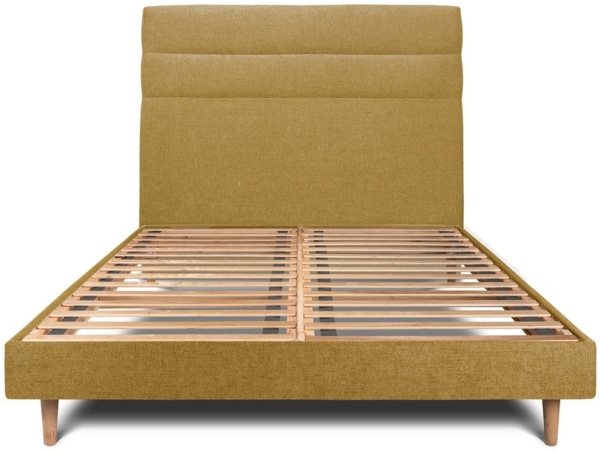 Bett mit Kopfteil – Korbgeflecht-Canvas-Stoff - 140 x 190 cm