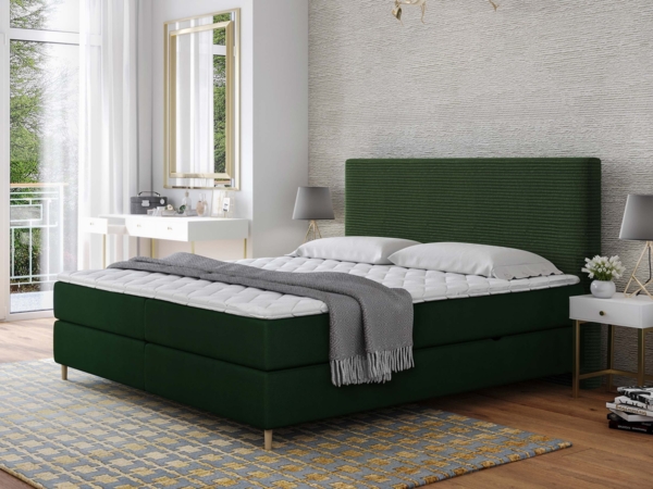 Boxspringbett Lorenka Cord, Grün, 180x200 cm Bild 2