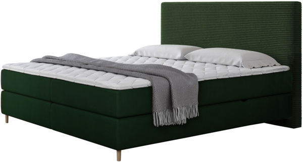 Boxspringbett Lorenka Cord, Grün, 180x200 cm Bild 1