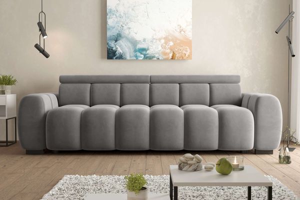 99rooms Alessio Bigsofa Velours TIFFANY Silber mit Sitztiefenverstellung Lieferung Wohnung