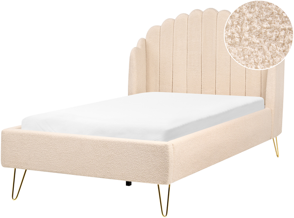 Bett mit Lattenrost Bouclé AMBILLOU 120 x 200 cm Beige