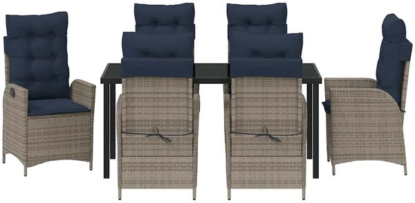 vidaXL Garten Essgruppe mit Kissen 7 pcs Grau und Schwarz Rattan 3380579 Bild 7